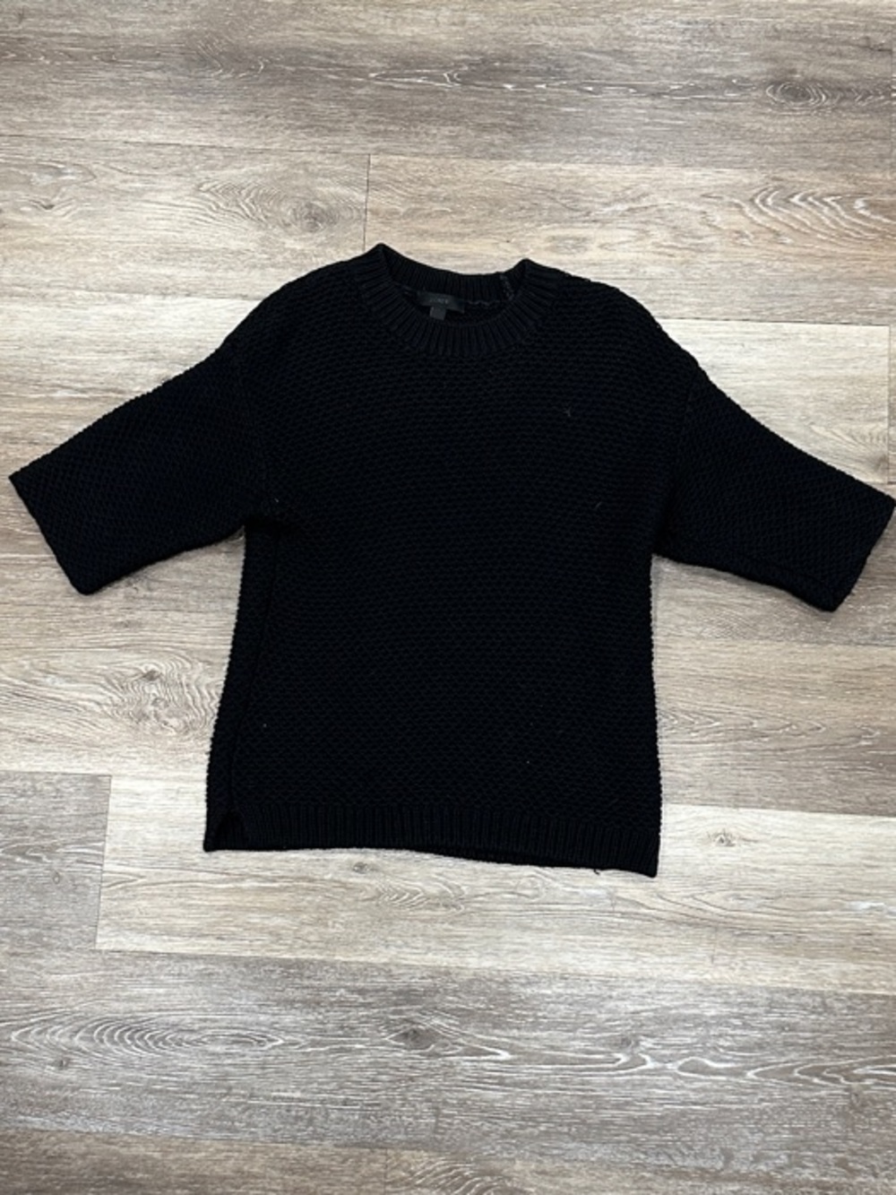 J. Crew Black Chunky Knit Short-Sleeve Sweater